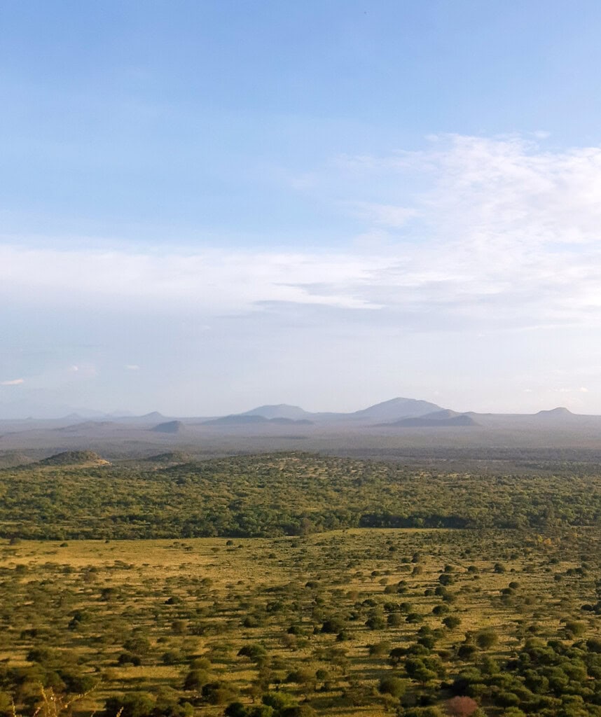 Eine Landschaftsaufnahme im Tsavo West Nationalpark.