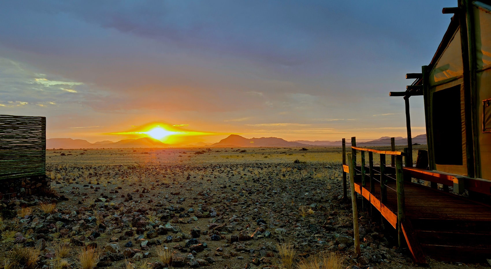 Sonnenuntergang Tenbted Lodge Namibia