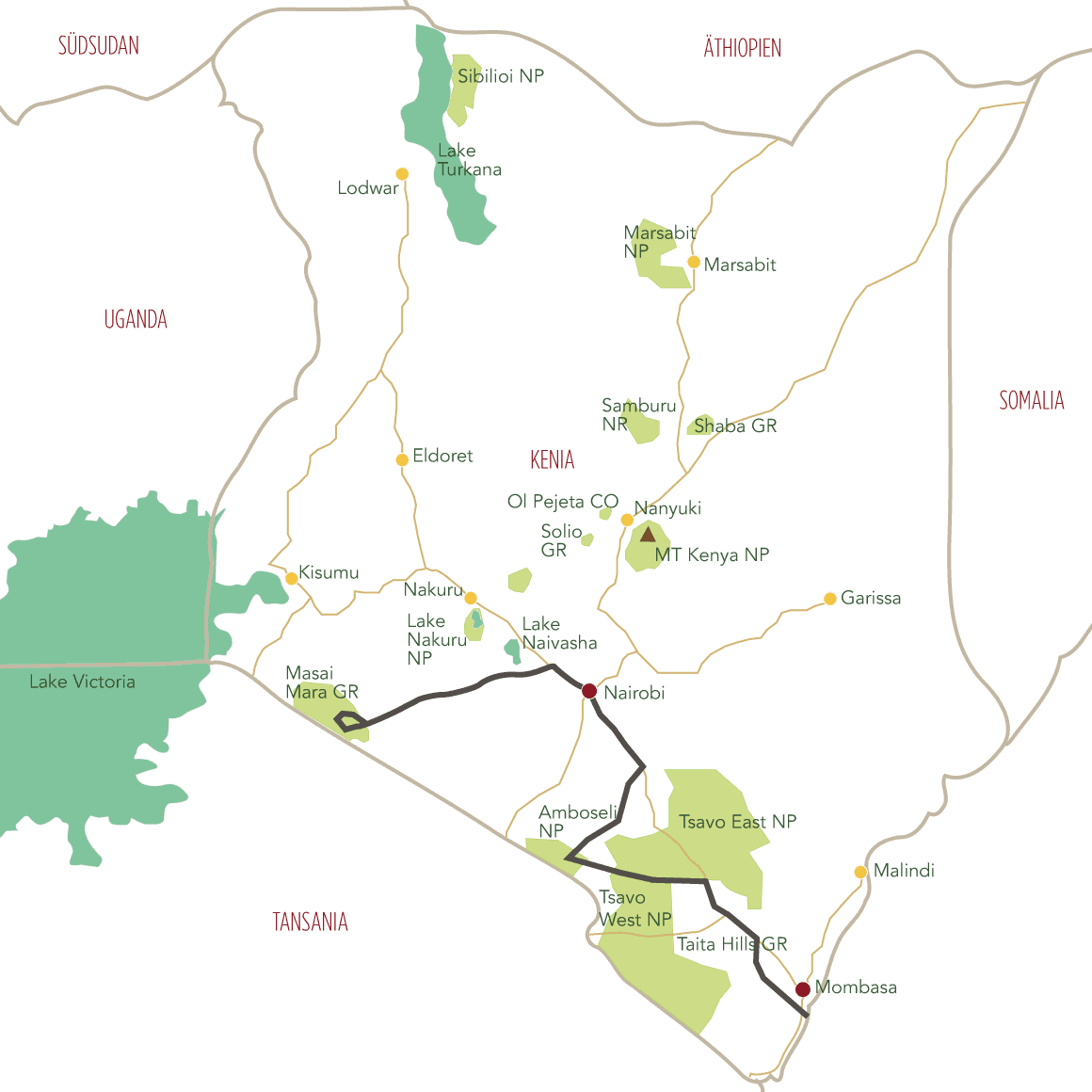 Beste Safari Kenia Karte